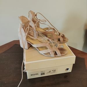 Michael Kors Suede Lace Up  Mid Heel Strappy Sandal